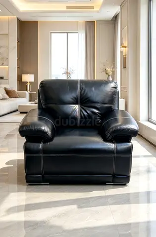 Large Black Leather Armchair — Comfortable Single Seater