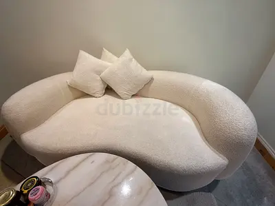 Cream Bouclé Curved Sofa