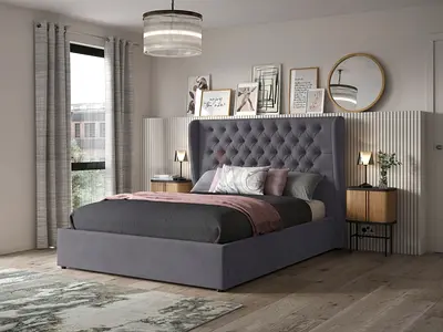 Dark gray colour 180*200 king size fabrics Bed