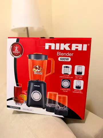 Nikai 600W Blender with Grinder & Chutney Jars - Brand New Box