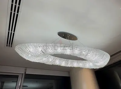 Oval crystal chandelier ceiling light - elegant LED pendant