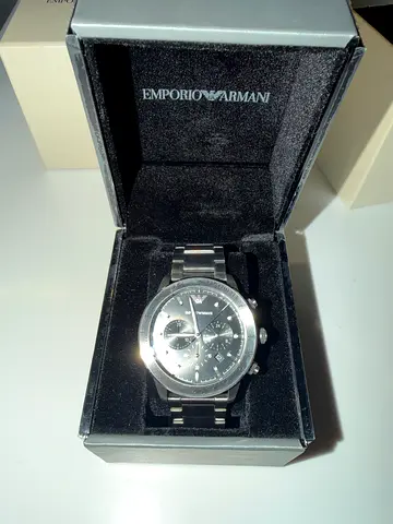 Emporio Armani men's stainless steel chronograph watch (with box)