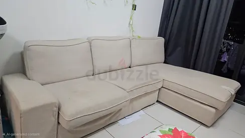 IKEA- L-shaped Sofa with Chaise - Good Condition
