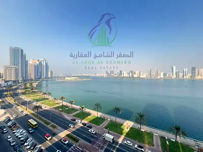Furnished 3-bedroom apartment in Al Majaz 3, direct sea view, master maid’s room, free parking and