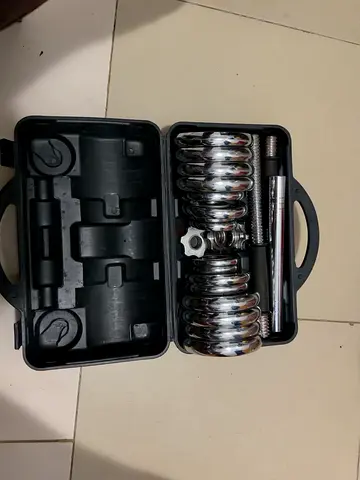 Adjustable Chrome Dumbbell Set with Case (Short Bar + Plates)
