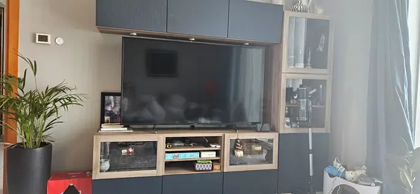 HAS TO GO ! IKEA entertainment center with storage cabinets and built in spot lights
