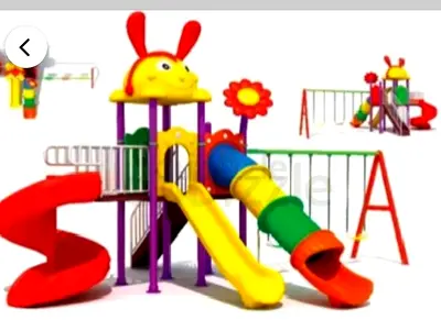 Outdoor kids playground set with slides and climbing structure