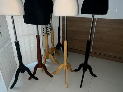 7 Wooden Dress Forms / Mannequin Stands - Mixed Finishes