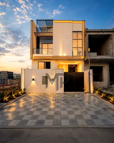 🏡 Luxury townhouse for sale in Ajman – Al Helio 2: 5 master bedrooms plus a rooftop terrace. Freehold ownership for all nationalities; all fees inclu
