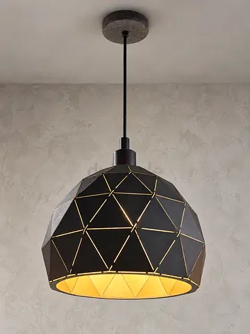 Modern Geometric Pendant Light - Black & Gold Hanging Lamp