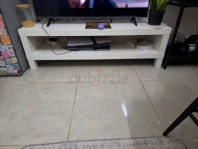 IKEA TV Stand,Black Table with White 2 Chairs and FREE Tall Bar Chair