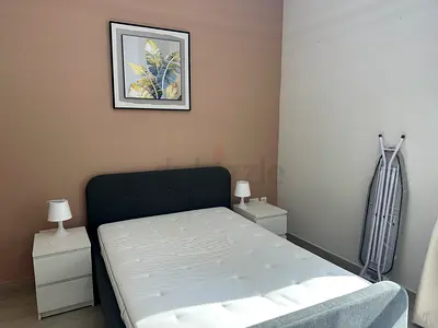 Double size upholstered bed with mattress - condition like new