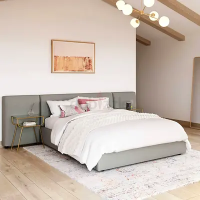 Dual splited extra wide headboard king bed frame