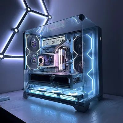 All White Lian Li RTX 5080 Ryzen 7 9800X3D Gaming PC Rendering PC