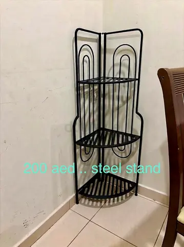 Black cast iron Corner Shelf Unit - 3 Tier