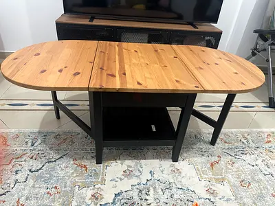 IKEA Wooden Drop-Leaf Table with Drawer