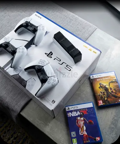 PS5 Console Bundle with 3 Controllers, Charging Dock and 2 Games