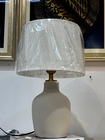Minimal Ceramic Table Lamp with Fabric Shade - Like New