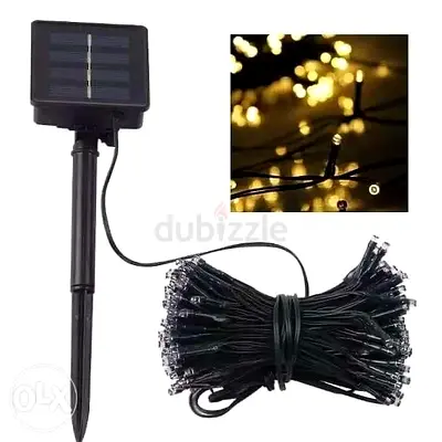 Solar LED Outdoor String Lights — 100 Warm White LEDs, Waterproof
