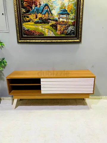 Wooden TV Console / Media Unit with Sliding Front - Light Oak