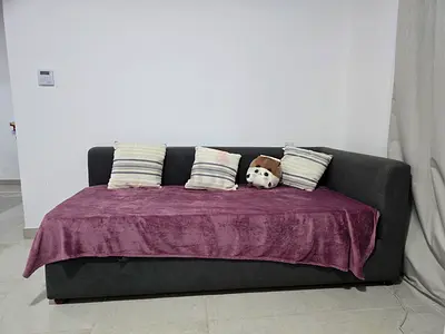 ​Custom Upholstered Corner Daybed + Mattress with storage space (Dark Grey) – Excellent Condition