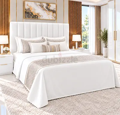 New Queen size bed upholstered bed with headboard storage bed in white queen bed