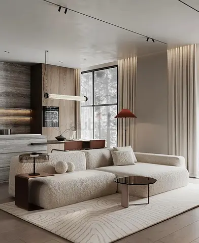 New luxury carem boucle covered 3 seater sofa