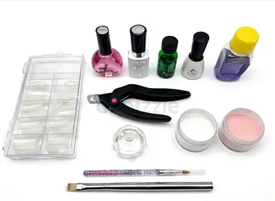 Nail care kit with brushes, tips, clippers and polish set