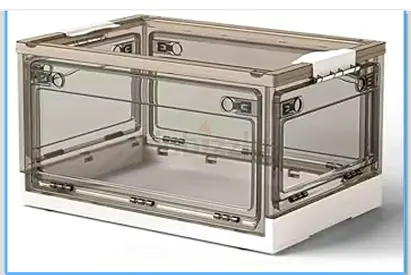 40L Foldable Plastic Storage Box with Lids Plastic Transparent Door Storage Organizer Collapsible St