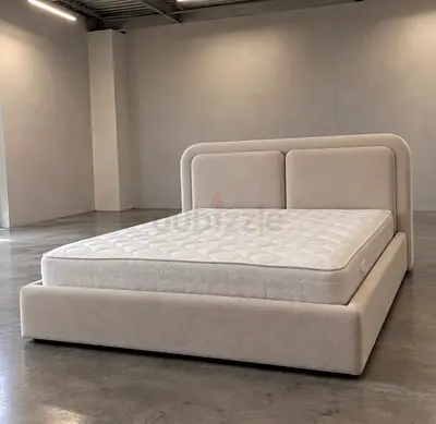 Modern Beige Upholstered King Bed