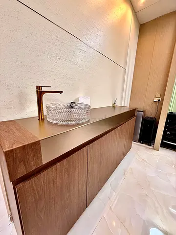Elegant wooden cupboard with sink