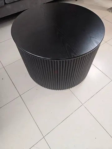 Round Black Side Table / Drum Accent Table - Good Condition