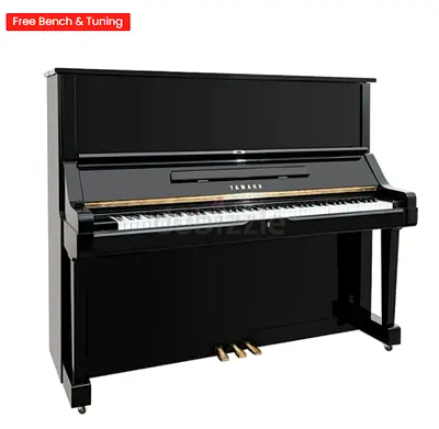 Yamaha Upright Piano - Polished Black, Includes Bench & Tuning
