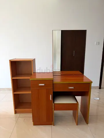 Wooden Study Desk with Drawers and Shelves - Good Condition