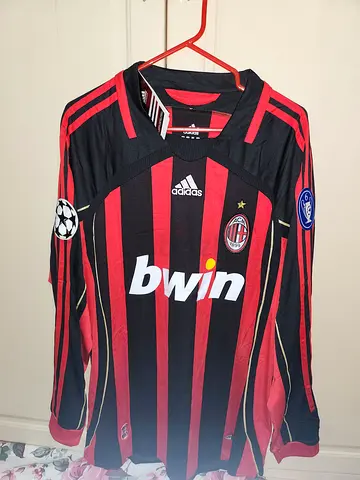 AC Milan Adidas Bwin Long Sleeve Home Football Jersey - Size XL