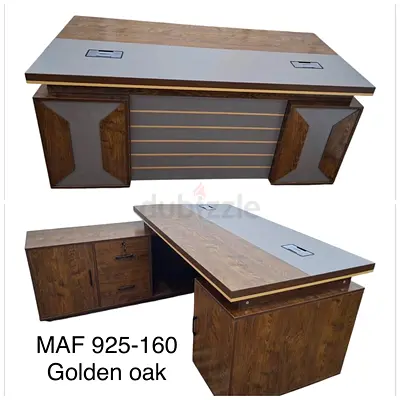 Executive Office Desk with Storage Cabinets - Golden Oak MAF 925-160