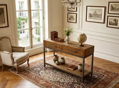 Elegant Wooden Console Table with Metal Frame

Give your home a modern touch with this beautiful con