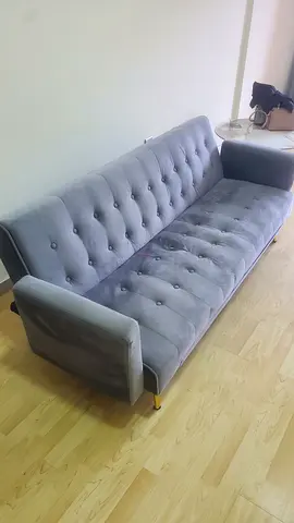 Grey tufted 3-seater sofa bed- good condition