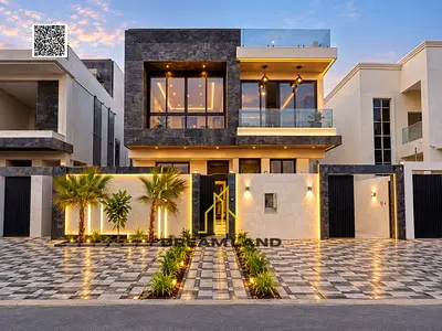 Luxury villa with a private pool for sale in Al Helio 1 – Ajman | 6 master bedrooms + maid's room; price: AED 2,050,000 (negotiable, including registr