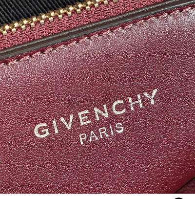 Givenchy Large Canvas Tote Bag — Grey with Burgundy Leather Trim