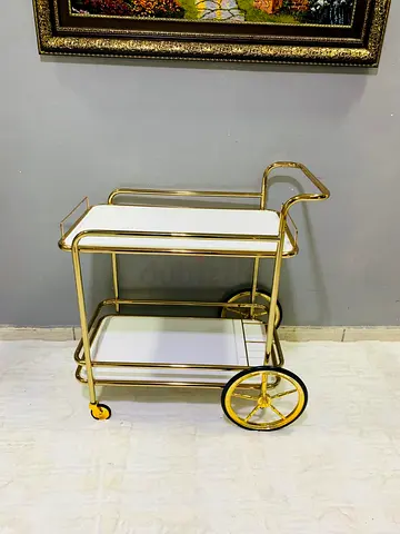 Gold Metal Serving Bar Cart Trolley - 2 Tier