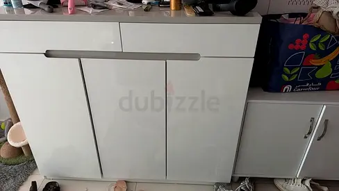 White Glossy 3-Door shoes Storage Cabinet / Sideboard