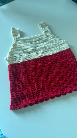 Handmade Crochet Baby Tank Top, Size Newborn-1year(Red & White)