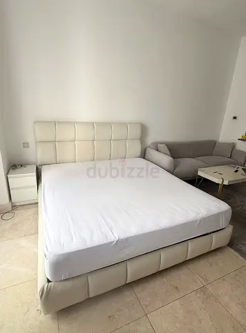 King size bed with mattress leather frame
