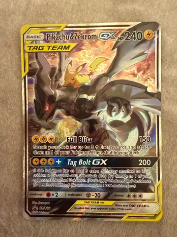 Pikachu and Zekrom Tag Team Pokémon card