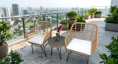 outdoor Bistro Balcony Set of 2 Chairs with coffe Table