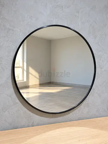 Large Round Wall Mirror with Slim Black Frame - 80cm 3 pieces available