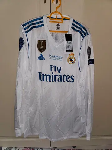 2017 Real Madrid Home  champions League Final Ronaldo Long Sleeve Jersey Size XL Player Version