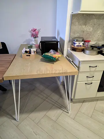 Light wood Dinning Table/study/table with metal legs - compact desk