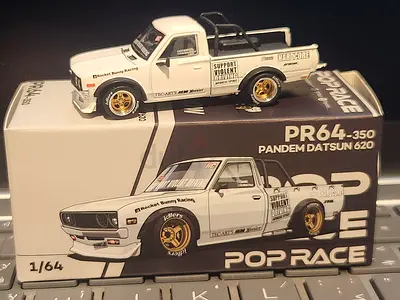 1/64 Pop Race PR64-350 Pandem Datsun 620 Diecast Pickup (White)